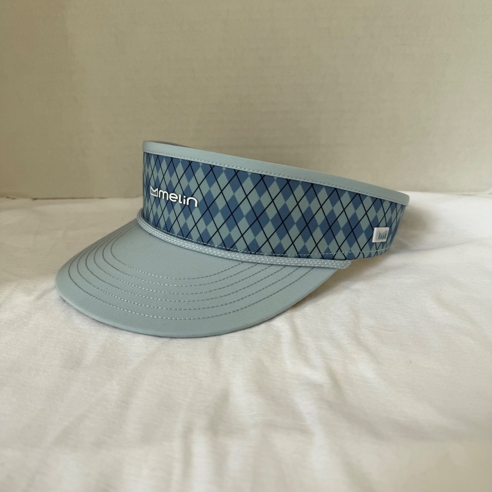 Melin Hydro Coast Links Visor Mens OSFM Blue Argyle Water Resistant Golf Hat